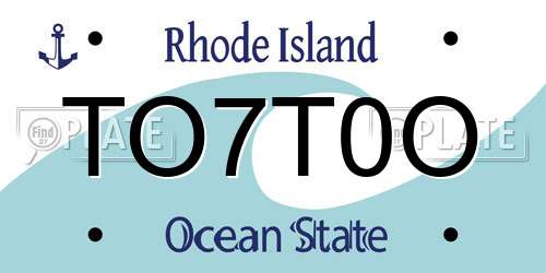 TO7T0O Rhode Island License Plate