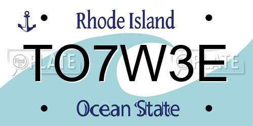 TO7W3E Rhode Island License Plate