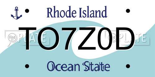 TO7Z0D Rhode Island License Plate