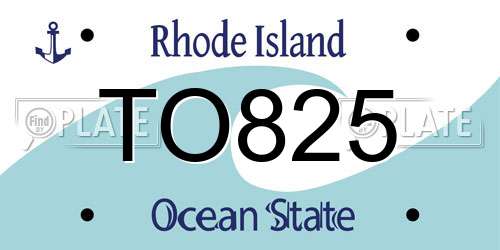 TO825 Rhode Island License Plate