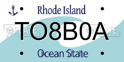 TO8B0A Rhode Island License Plate