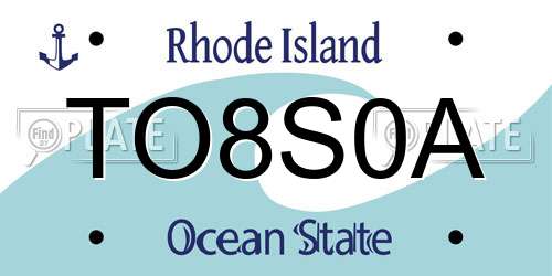TO8S0A Rhode Island License Plate