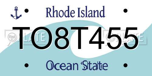 TO8T455 Rhode Island License Plate
