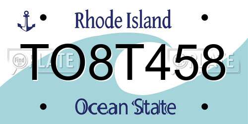 TO8T458 Rhode Island License Plate