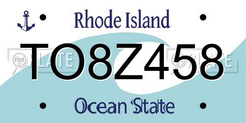 TO8Z458 Rhode Island License Plate