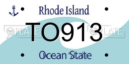 TO913 Rhode Island License Plate