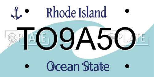 TO9A5O Rhode Island License Plate