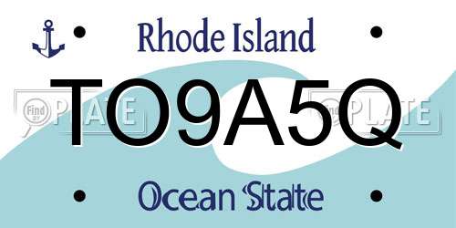 TO9A5Q Rhode Island License Plate