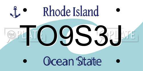 TO9S3J Rhode Island License Plate