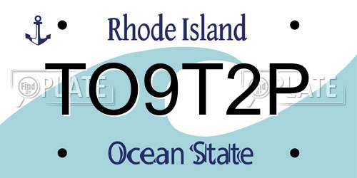 TO9T2P Rhode Island License Plate