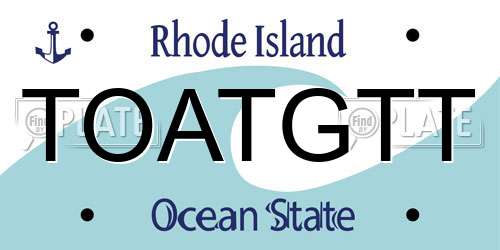TOATGTT Rhode Island License Plate