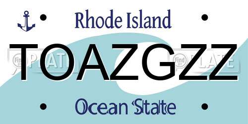 TOAZGZZ Rhode Island License Plate