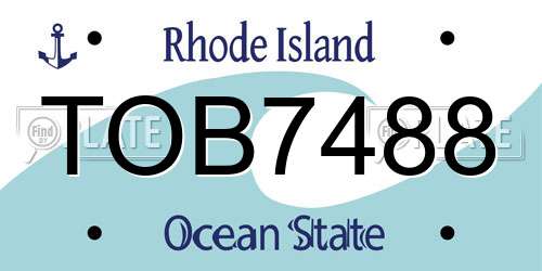TOB7488 Rhode Island License Plate