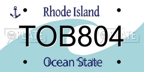 TOB804 Rhode Island License Plate