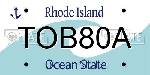 TOB80A Rhode Island License Plate