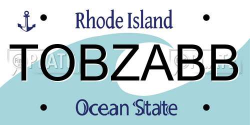 TOBZABB Rhode Island License Plate