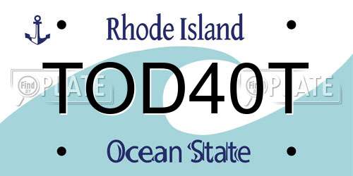 TOD40T Rhode Island License Plate