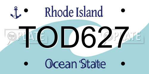 TOD627 Rhode Island License Plate