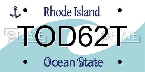 TOD62T Rhode Island License Plate