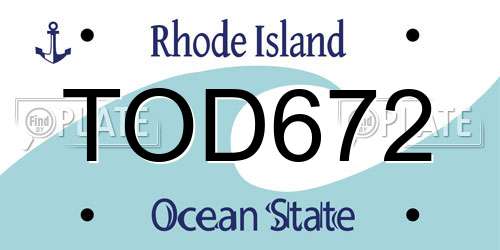 TOD672 Rhode Island License Plate