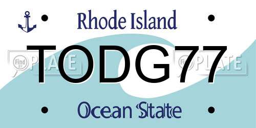 TODG77 Rhode Island License Plate