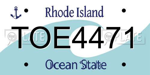 TOE4471 Rhode Island License Plate