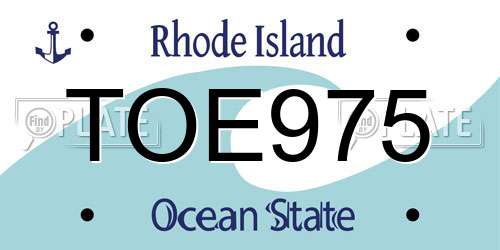 TOE975 Rhode Island License Plate
