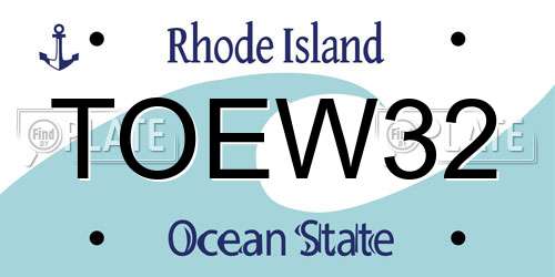 TOEW32 Rhode Island License Plate