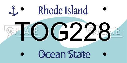 TOG228 Rhode Island License Plate