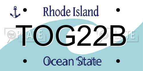 TOG22B Rhode Island License Plate