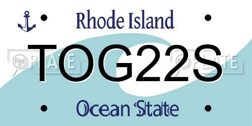 TOG22S Rhode Island License Plate