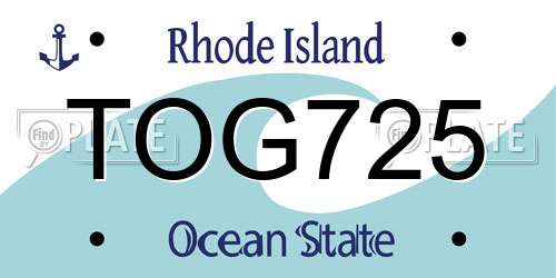 TOG725 Rhode Island License Plate