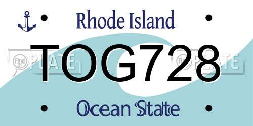 TOG728 Rhode Island License Plate