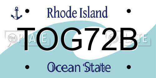 TOG72B Rhode Island License Plate