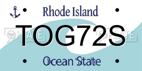 TOG72S Rhode Island License Plate