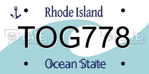 TOG778 Rhode Island License Plate