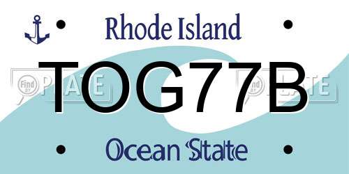 TOG77B Rhode Island License Plate