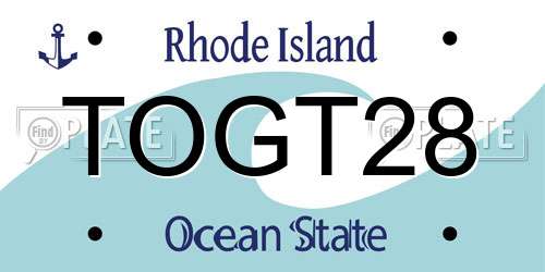 TOGT28 Rhode Island License Plate
