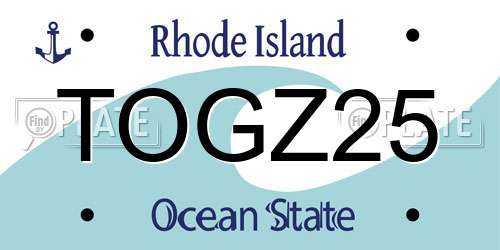 TOGZ25 Rhode Island License Plate