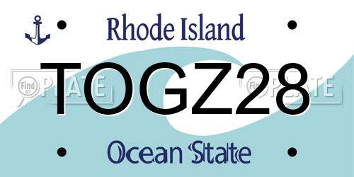 TOGZ28 Rhode Island License Plate