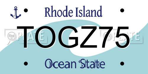 TOGZ75 Rhode Island License Plate