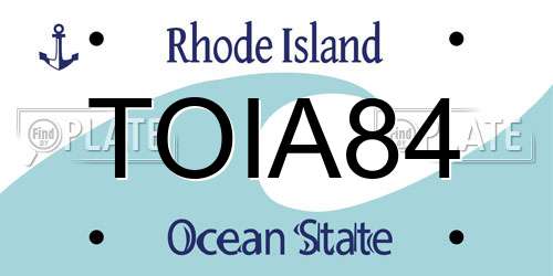 TOIA84 Rhode Island License Plate