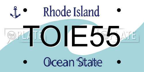 TOIE55 Rhode Island License Plate