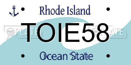 TOIE58 Rhode Island License Plate