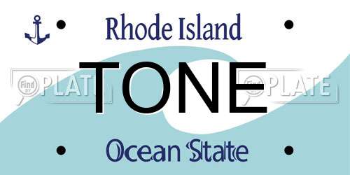 TONE Rhode Island License Plate