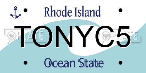 TONYC5 Rhode Island License Plate