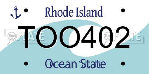 TOO402 Rhode Island License Plate