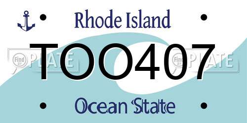 TOO407 Rhode Island License Plate