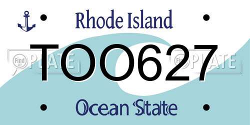 TOO627 Rhode Island License Plate