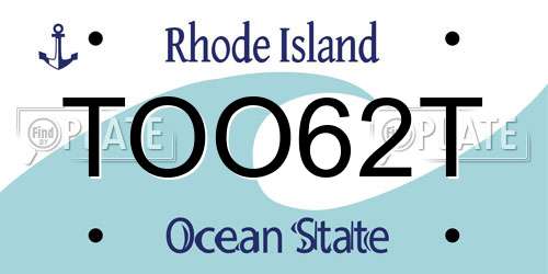 TOO62T Rhode Island License Plate